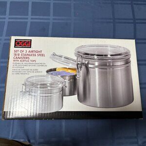 Oggi set of 3 airtight canisters with acrylic tops